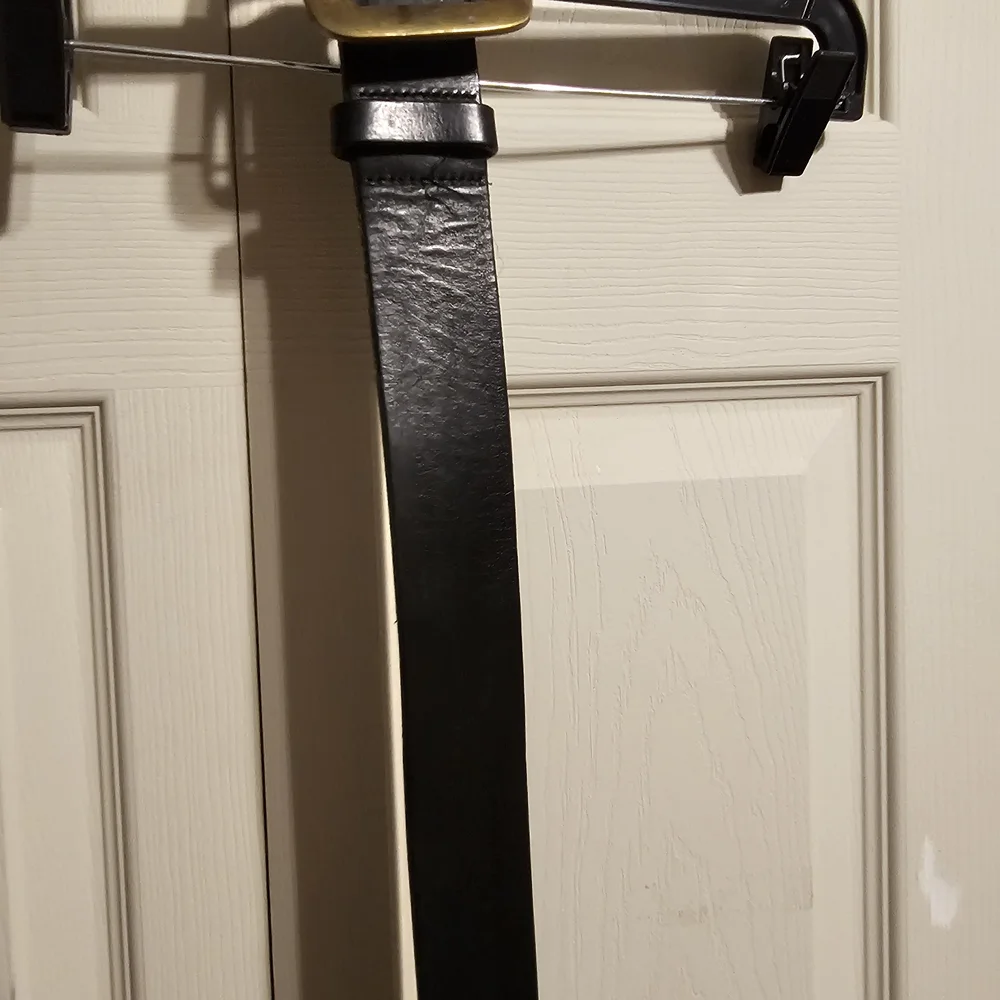 Ralph Lauren Black Belt with Brass Buckle - Picture 2 of 2